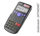 Scientific calculator, black color. 3D rendering isolated on white background