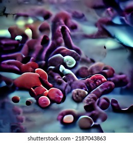 Scientific Image Of Bacteria Citrobacter, Gram-negative Bacteria, Illustration. Found In Human Intestine, Can Cause Urinary Infections, Infant Meningitis And Sepsis