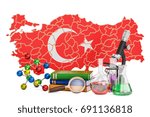 Scientific research in Turkey concept, 3D rendering isolated on white background