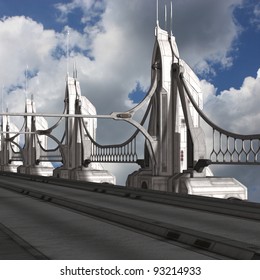Sci-Fi Background with a bridge