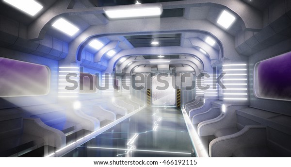 Scifi Design Space Station Interior 3d Stock Illustration