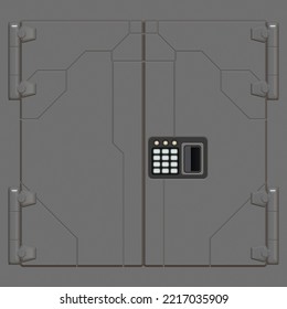 Sci-Fi Door With Keypad At Right Side Of Door, Seamless Texture