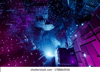 Neon City Future Industrial Zone Futuristic Stock Illustration Shutterstock