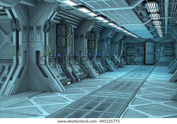 Sci Fi Raumstation Korridor Inneneinrichtung 3d
