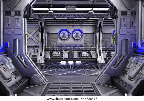 Scifi Space Station Corridor Interior 3d Stockillustration