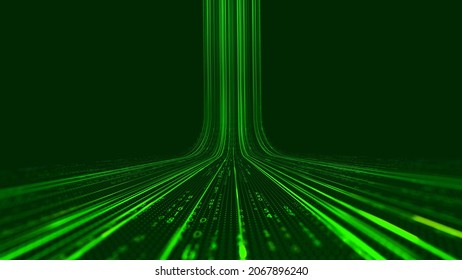 Sci-fi Tech Cyber Futuristic 3D Illustration. Abstract Data Gateway. Protected Information Flow. Big Data Loop. Streaming Internet Technologies