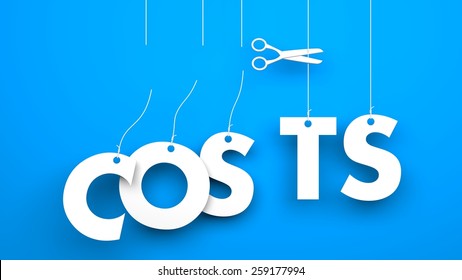 Scissors cuts word COSTS