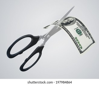 scissors cutting 100 dollar