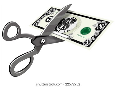 Scissors Cutting Dollar Bill Stock Illustration 22572952 | Shutterstock