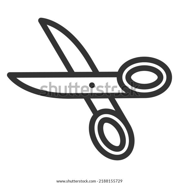 Scissors for cutting paper and\
fabric - icon, illustration on white background, outline\
style