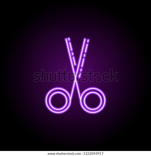 scissors icon. Elements of Beauty, make up,\
cosmetics in neon style icons. Simple icon for websites, web\
design, mobile app, info\
graphics