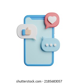 Scoial Media Apps 3D Rendering Illustration