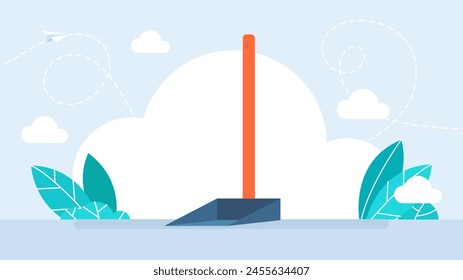 Scoop for floor cleaning. Housework, cleaning services, household objects. Metal bin trowel on light ground backdrop. Sweeper occupation attributes. Cleaner equipment accessories. Flat illustration - Powered by Shutterstock