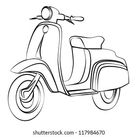 Vintage Scooter Outline Vector Stock Vector (Royalty Free) 117984673 ...