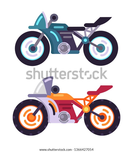 Scooters motorized modern motorbike models\
set vehicle for ride to work raster illustration stylish bike icon\
isolated bicycles with\
speedometers