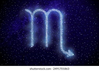 Scorpio zodiac sign made of stars on night sky - Powered by Shutterstock