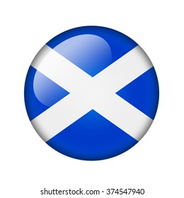 The Scotland Flag. Round Glossy Icon. Isolated On White Background.