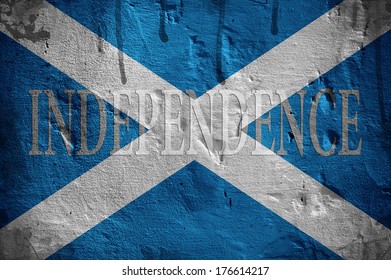 Scotland Independence Flag Overlaid With Grunge Texture.