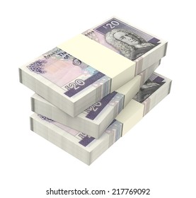 Scotland money isolated on white background. Computer generated 3D photo rendering