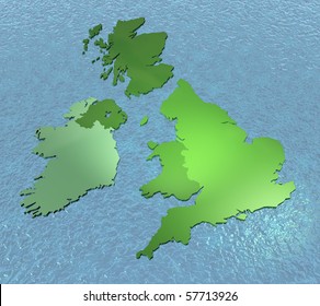 Scottish Devolution, Separation, 3D Map On The Sea