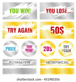 Scratch Card Game, Scratch And Win Lottery Elements