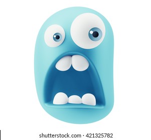 Scream Emoticon Character Face Expression 3d Stock Illustration ...