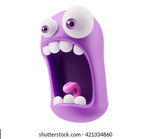 Scream Emoticon Character Face Expression 3d Stock Illustration ...