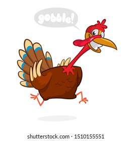 Screaming Running Cartoon Turkey Bird Character