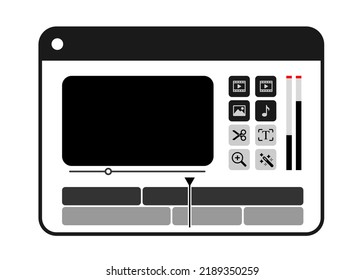 Screen  Application  Video Editing For Editors. Post Production Timeline Editing. Video Timeline Display Black Color.