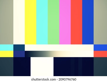 A Screen Test Pattern With Bars And Stripes, No Added Text (used For Showing A Message Related To Technical Difficulties). Clean Countryside Colors.
