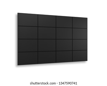 Screen Video Wall Mockup, Tv Panels On White Background, 3d Rendering