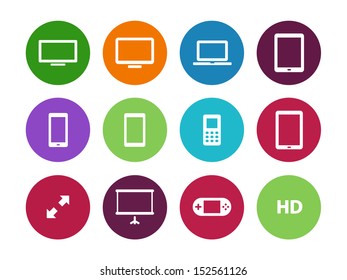 Screens circle icons on white background. See also vector version.