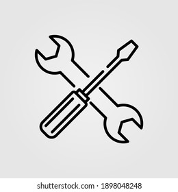 Screwdriver and wrench icon,  illustration. Repair, technical support, maintenance service icon.