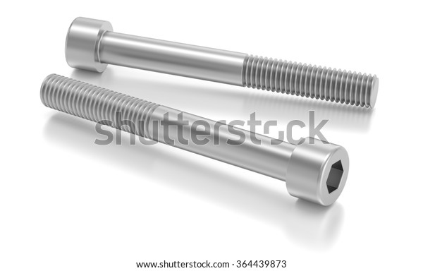 Screws over a white background. Mechanical parts. Part of a series.