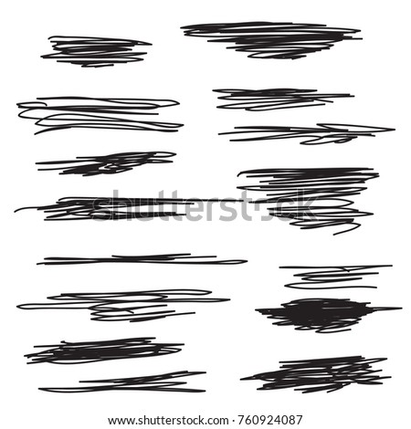 Scribble brush strokes set, logo design element. Sketch graphic