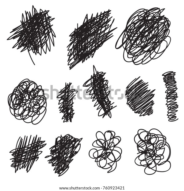 Scribble brush strokes set, logo design element.
Set of hand drawn line borders. Sketch strokes isolated on white.
Doodle style
brushes