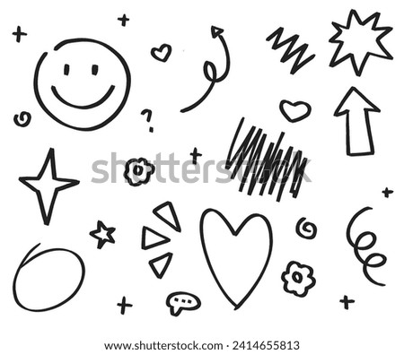 scribble doodle handdrawn cute object drawn using pen 