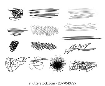 Scribble Lines Set, Rough Draft Sketch Lines, Black Lines On White Background.