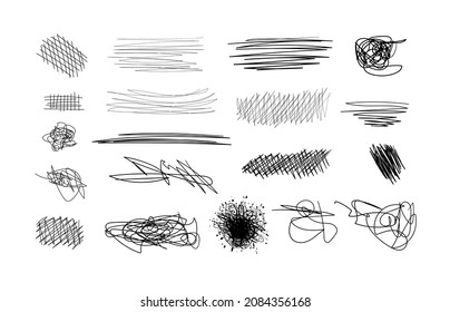 Scribble Lines Set, Rough Draft Sketch Lines, Black Lines On White Background.