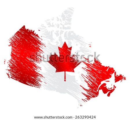 Scribble stylized map of Canada. Raster version.