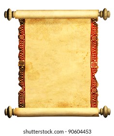 Scroll of old parchment. Object isolated over white