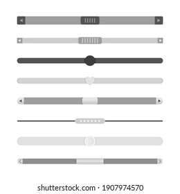 Scrollbars. Website Design Template Scroll Bars, Computer Ui Scrolling Tools Elements, Web Rollover Bar Set Isolated On White Background