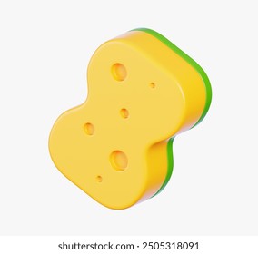 Scrub sponge, dish washing tool isolated on white background. Cleaning equipment or Household appliances icon. 3D Rendering - Powered by Shutterstock