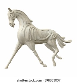 Sculpture Of Horse Gait. Model Isolated On White Background. 3d Illustration