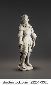 Sculpture Of King David, Ancient Fine Art, Statue. From Side View, 3d Rendering, Single Object