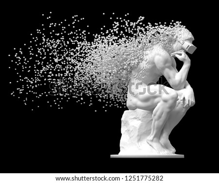 Thinker >> Sculpture Thinker Vr Glasses Desintegrated Into Stock Illustration Thinker >> Sculpture Thinker Vr Glasses Desintegrated Into Stock Illustration