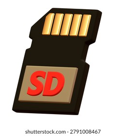 SD Memory Card Icon With Digital Storage Technology Data Transfer Device 3D Illustration