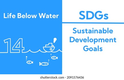 SDGs 14.Life Below Water Flat Illustration