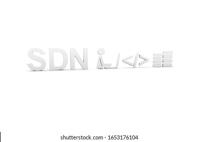 SDN concept white background 3d render illustration