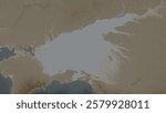 Sea of Azov highlighted on a sepia colored elevation map